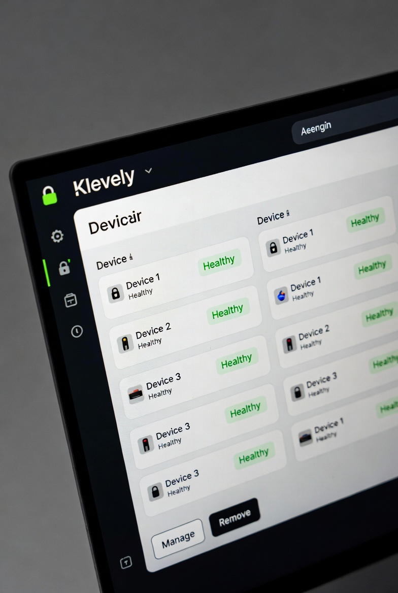 Klevely dashboard showing all protected devices as healthy